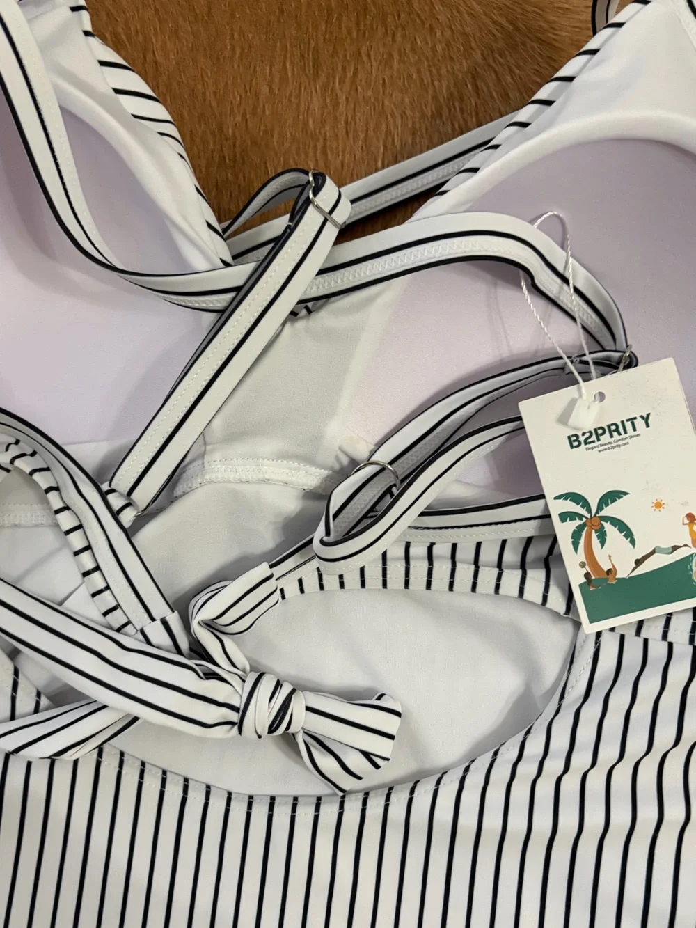 Classic Black & White Striped Swimmer Top.